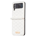 For Samsung Galaxy Z Flip4 Elegant Rhombic Texture PU Phone Case(White)