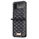 For Samsung Galaxy Z Flip4 Elegant Rhombic Texture PU Phone Case(Black)