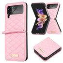 For Samsung Galaxy Z Flip4 Elegant Rhombic Texture PU Phone Case(Pink)