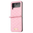 For Samsung Galaxy Z Flip4 Elegant Rhombic Texture PU Phone Case(Pink)