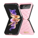 For Samsung Galaxy Z Flip4 Elegant Rhombic Texture PU Phone Case(Pink)
