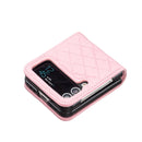 For Samsung Galaxy Z Flip4 Elegant Rhombic Texture PU Phone Case(Pink)