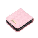For Samsung Galaxy Z Flip4 Elegant Rhombic Texture PU Phone Case(Pink)