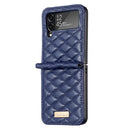 For Samsung Galaxy Z Flip4 Elegant Rhombic Texture PU Phone Case(Blue)