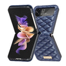 For Samsung Galaxy Z Flip4 Elegant Rhombic Texture PU Phone Case(Blue)