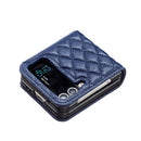 For Samsung Galaxy Z Flip4 Elegant Rhombic Texture PU Phone Case(Blue)