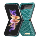 For Samsung Galaxy Z Flip4 Elegant Rhombic Texture PU Phone Case(Green)