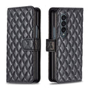 For Samsung Galaxy Z Fold4 Diamond Lattice Wallet Leather Flip Phone Case(Black)