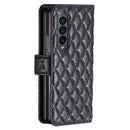 For Samsung Galaxy Z Fold4 Diamond Lattice Wallet Leather Flip Phone Case(Black)
