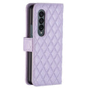 For Samsung Galaxy Z Fold4 Diamond Lattice Wallet Leather Flip Phone Case(Purple)
