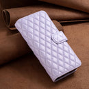 For Samsung Galaxy Z Fold4 Diamond Lattice Wallet Leather Flip Phone Case(Purple)