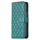 For Samsung Galaxy Z Fold4 Diamond Lattice Wallet Leather Flip Phone Case(Green)