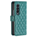 For Samsung Galaxy Z Fold4 Diamond Lattice Wallet Leather Flip Phone Case(Green)