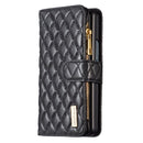 For Samsung Galaxy Z Fold4 Diamond Lattice Zipper Wallet Leather Flip Phone Case(Black)