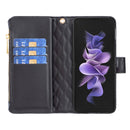 For Samsung Galaxy Z Fold4 Diamond Lattice Zipper Wallet Leather Flip Phone Case(Black)