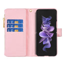 For Samsung Galaxy Z Fold4 Diamond Lattice Zipper Wallet Leather Flip Phone Case(Pink)