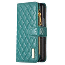 For Samsung Galaxy Z Fold4 Diamond Lattice Zipper Wallet Leather Flip Phone Case(Green)