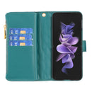 For Samsung Galaxy Z Fold4 Diamond Lattice Zipper Wallet Leather Flip Phone Case(Green)