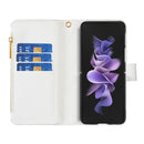For Samsung Galaxy Z Fold4 Diamond Lattice Zipper Wallet Leather Flip Phone Case(White)