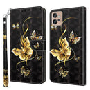 For Motorola Moto G32 5G 3D Painted Leather Phone Case(Golden Swallow Butterfly)