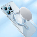 For iPhone 14 Pro Whorl Electroplated MagSafe Magnetic Phone Case(Navy Blue)