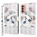 For Samsung Galaxy M13 4G / A23 / M23 5G 3D Painted Leather Phone Case(Reflection White Cat)