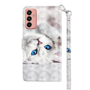 For Samsung Galaxy M13 4G / A23 / M23 5G 3D Painted Leather Phone Case(Reflection White Cat)