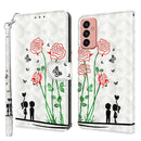 For Samsung Galaxy M13 4G / A23 / M23 5G 3D Painted Leather Phone Case(Couple Rose)