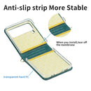 For Samsung Galaxy Z Flip4 Embossed Leather Folded Phone Case with Strap(Dark Green)