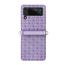 For Samsung Galaxy Z Flip4 Embossed Leather Folded Phone Case with Strap(Purple)