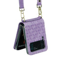 For Samsung Galaxy Z Flip4 Embossed Leather Folded Phone Case with Strap(Purple)