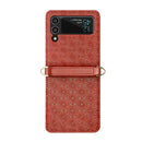 For Samsung Galaxy Z Flip4 Embossed Leather Folded Phone Case with Strap(Red)