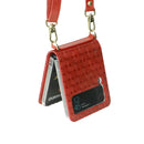 For Samsung Galaxy Z Flip4 Embossed Leather Folded Phone Case with Strap(Red)