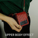 For Samsung Galaxy Z Flip4 Embossed Leather Folded Phone Case with Strap(Red)