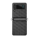 For Samsung Galaxy Z Flip4 Embossed Leather Folded Phone Case with Strap(Black)