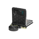 For Samsung Galaxy Z Flip4 Embossed Leather Folded Phone Case with Strap(Black)
