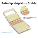 For Samsung Galaxy Z Flip4 Embossed Leather Folded Phone Case with Strap(Rose Gold)