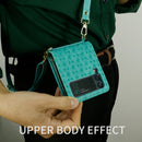 For Samsung Galaxy Z Flip4 Embossed Leather Folded Phone Case with Strap(Green)