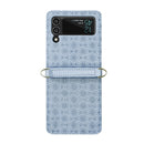 For Samsung Galaxy Z Flip4 Embossed Leather Folded Phone Case with Strap(Blue)