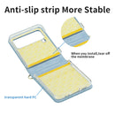 For Samsung Galaxy Z Flip4 Embossed Leather Folded Phone Case with Strap(Blue)