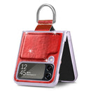 For Samsung Galaxy Z Flip4 Laser Skin Color Changing PC Phone Case with Ring(Red)