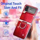 For Samsung Galaxy Z Flip4 Laser Skin Color Changing PC Phone Case with Ring(Red)