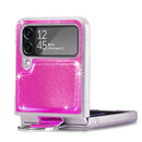 For Samsung Galaxy Z Flip4 Laser Skin Color Changing PC Phone Case with Ring(Pink)