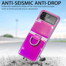 For Samsung Galaxy Z Flip4 Laser Skin Color Changing PC Phone Case with Ring(Pink)