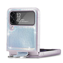 For Samsung Galaxy Z Flip4 Laser Skin Color Changing PC Phone Case with Ring(White)