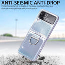For Samsung Galaxy Z Flip4 Laser Skin Color Changing PC Phone Case with Ring(White)