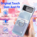 For Samsung Galaxy Z Flip4 Laser Skin Color Changing PC Phone Case with Ring(White)