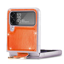 For Samsung Galaxy Z Flip4 Laser Skin Color Changing PC Phone Case with Ring(Orange)