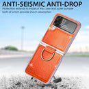 For Samsung Galaxy Z Flip4 Laser Skin Color Changing PC Phone Case with Ring(Orange)