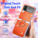 For Samsung Galaxy Z Flip4 Laser Skin Color Changing PC Phone Case with Ring(Orange)